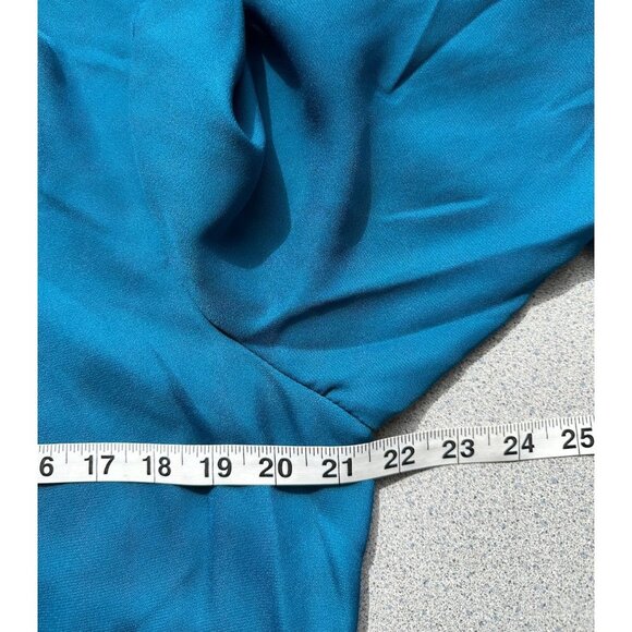 Melissa Paige Blouse Women Large Blue Long Roll Tab Sleeve Cross Back NWT - Picture 5 of 10